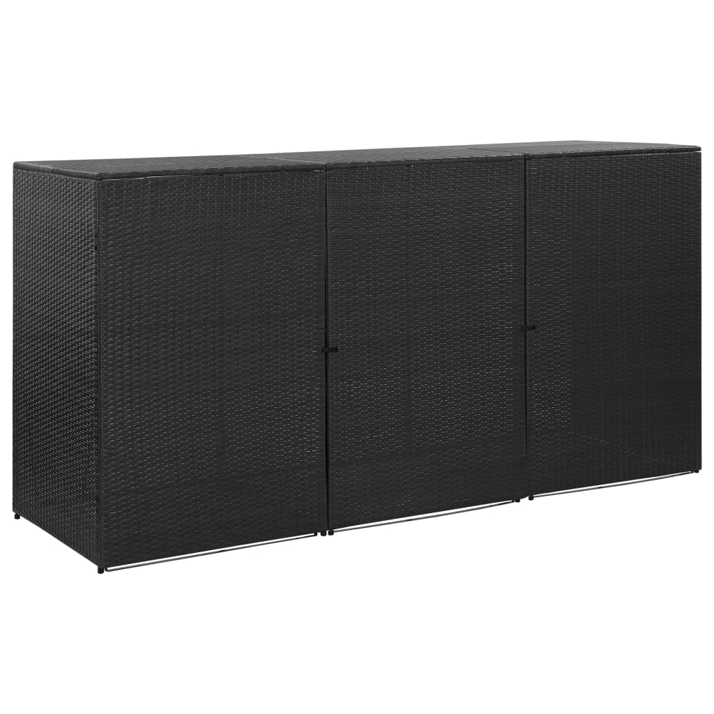 Mülltonnenbox für 3 Tonnen Schwarz 229x78x120 cm Poly Rattan