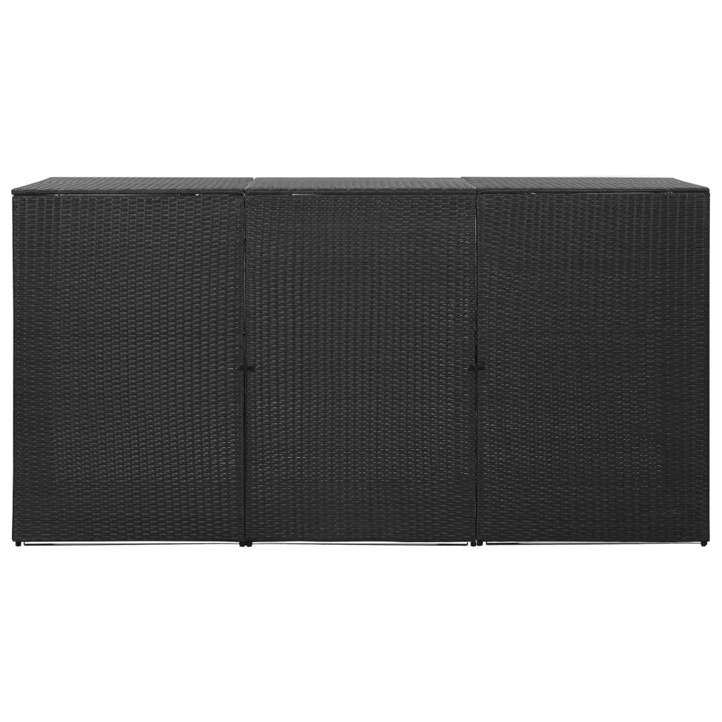 Mülltonnenbox für 3 Tonnen Schwarz 229x78x120 cm Poly Rattan