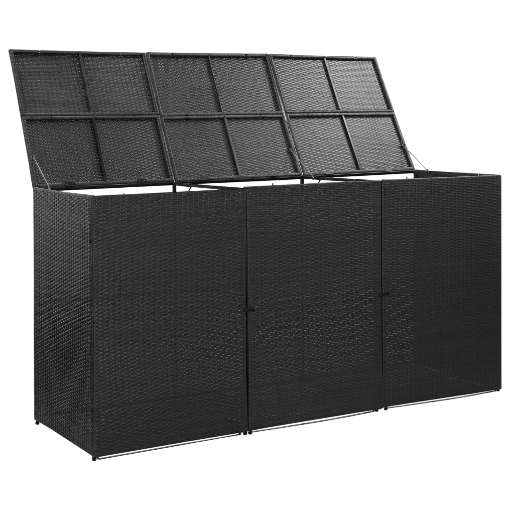 Mülltonnenbox für 3 Tonnen Schwarz 229x78x120 cm Poly Rattan