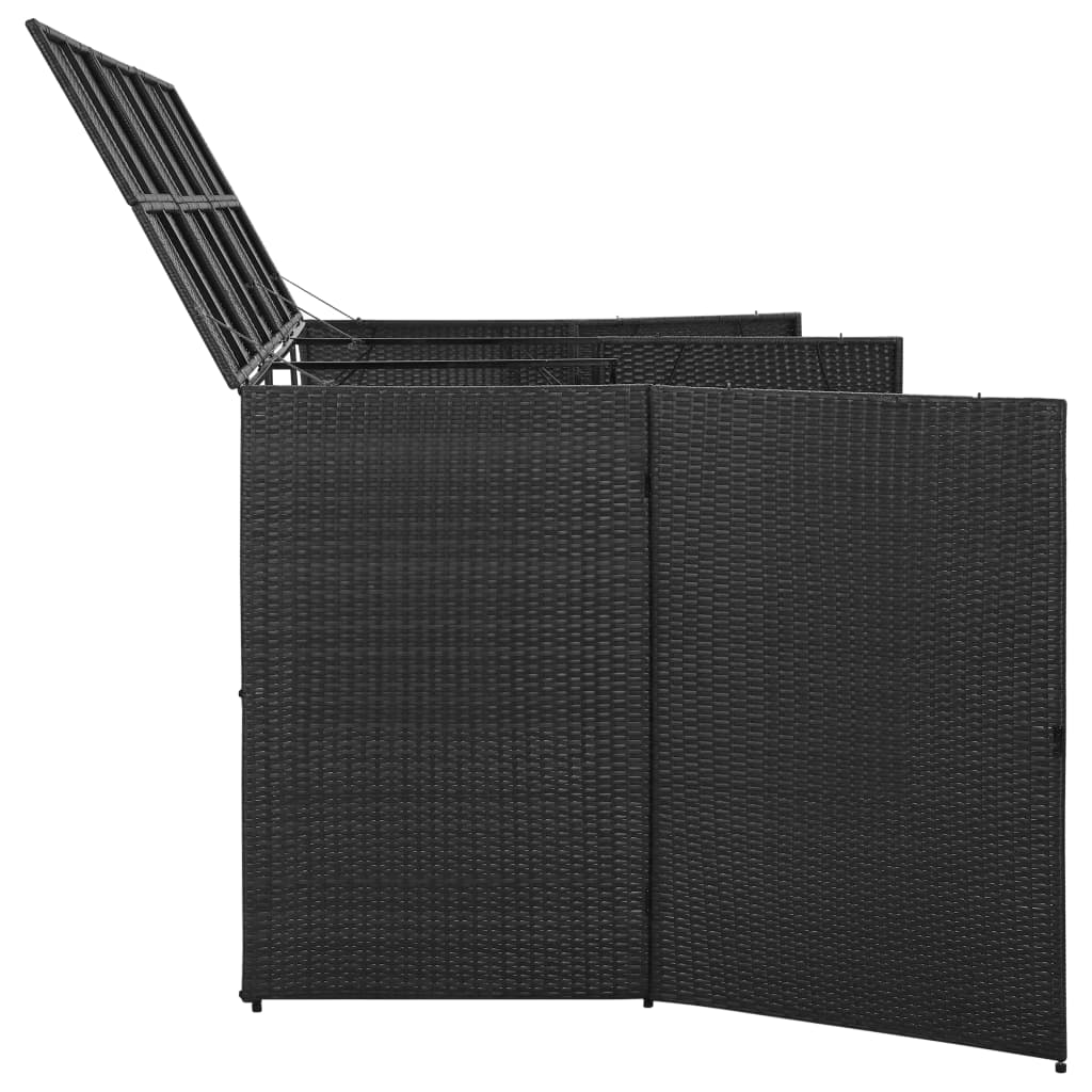 Mülltonnenbox für 3 Tonnen Schwarz 229x78x120 cm Poly Rattan