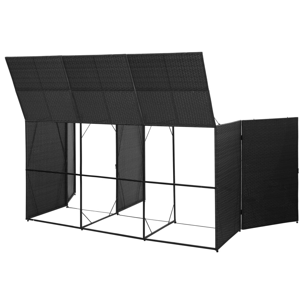 Mülltonnenbox für 3 Tonnen Schwarz 229x78x120 cm Poly Rattan