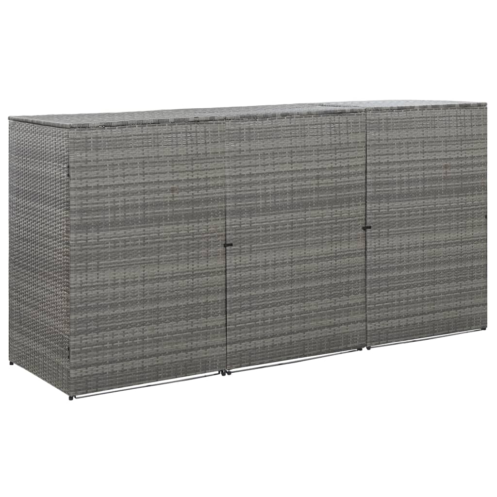 Mülltonnenbox für 3 Tonnen Anthrazit 229x78x120 cm Poly Rattan