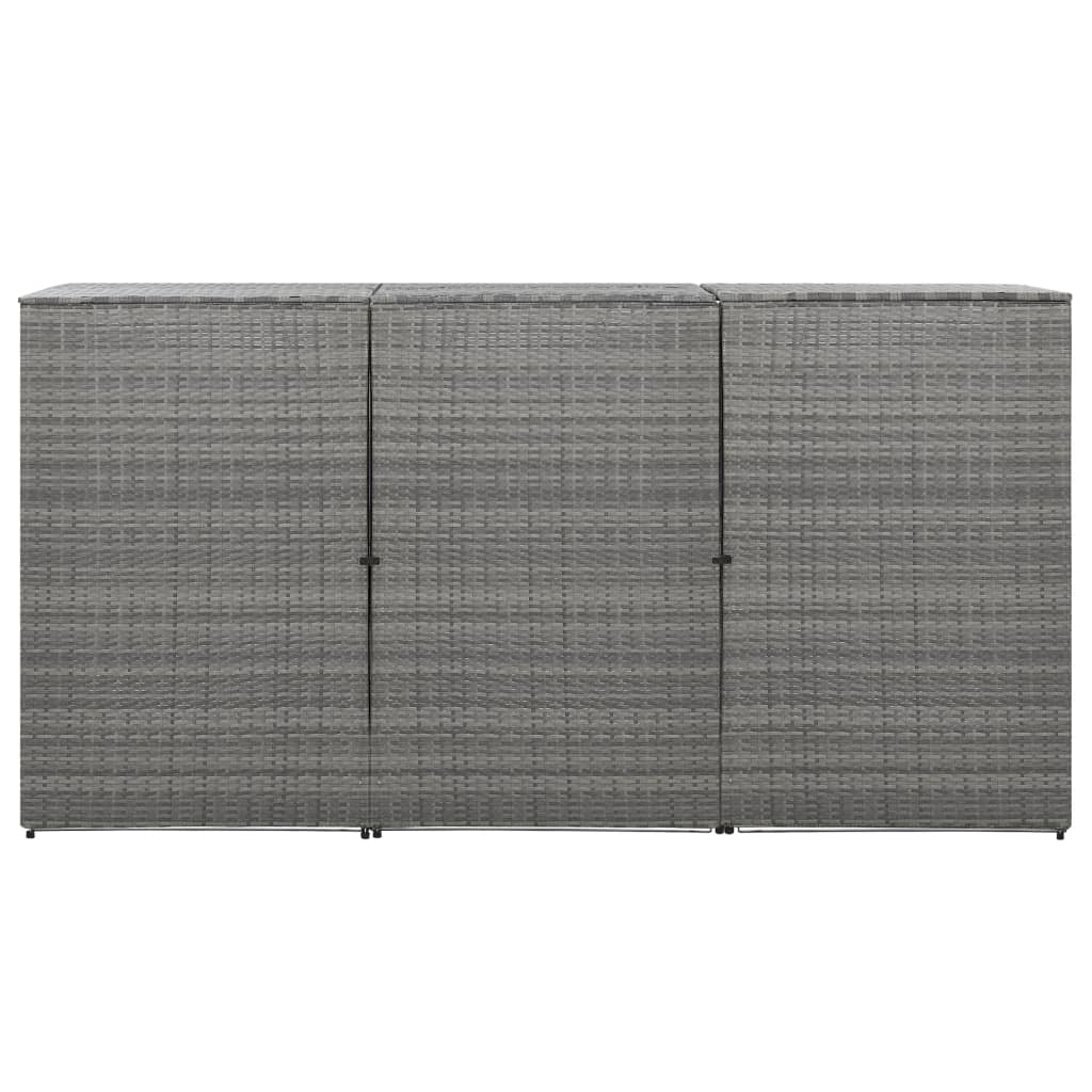 Mülltonnenbox für 3 Tonnen Anthrazit 229x78x120 cm Poly Rattan