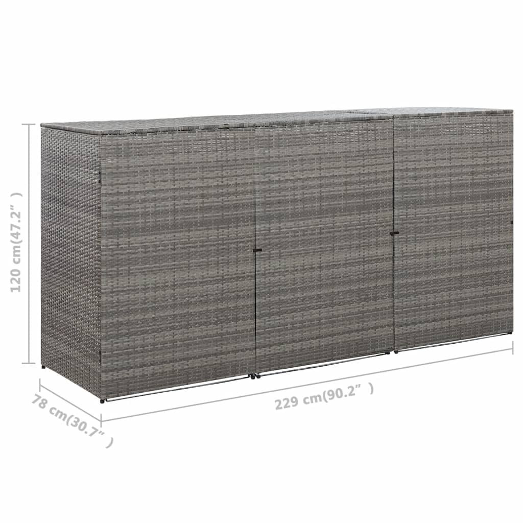 Mülltonnenbox für 3 Tonnen Anthrazit 229x78x120 cm Poly Rattan