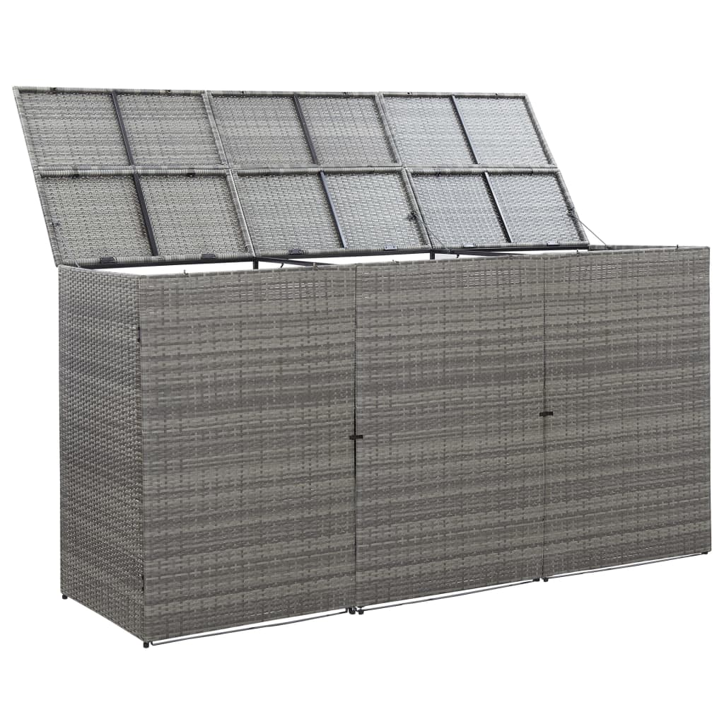 Mülltonnenbox für 3 Tonnen Anthrazit 229x78x120 cm Poly Rattan