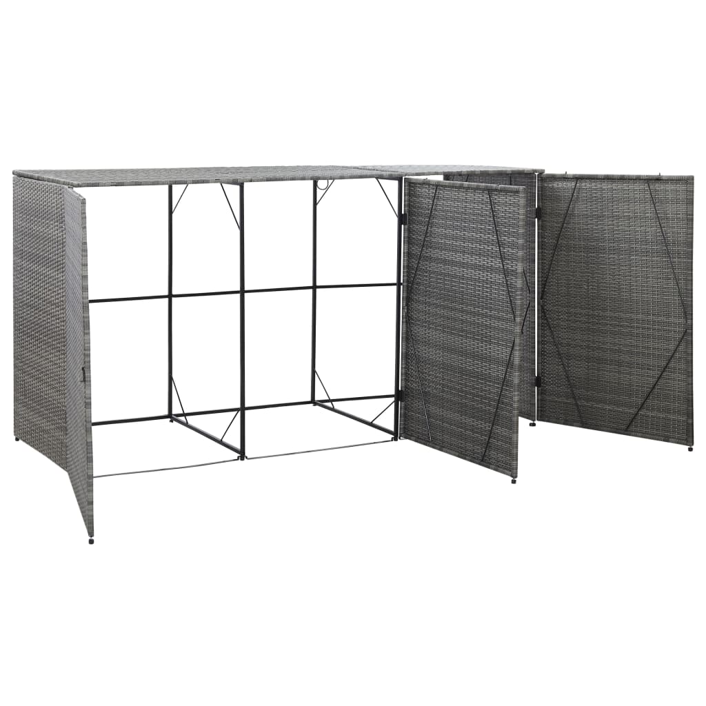 Mülltonnenbox für 3 Tonnen Anthrazit 229x78x120 cm Poly Rattan