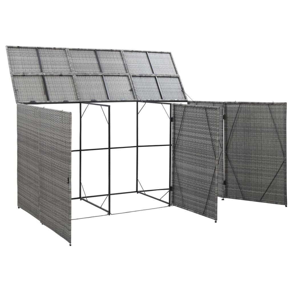 Mülltonnenbox für 3 Tonnen Anthrazit 229x78x120 cm Poly Rattan