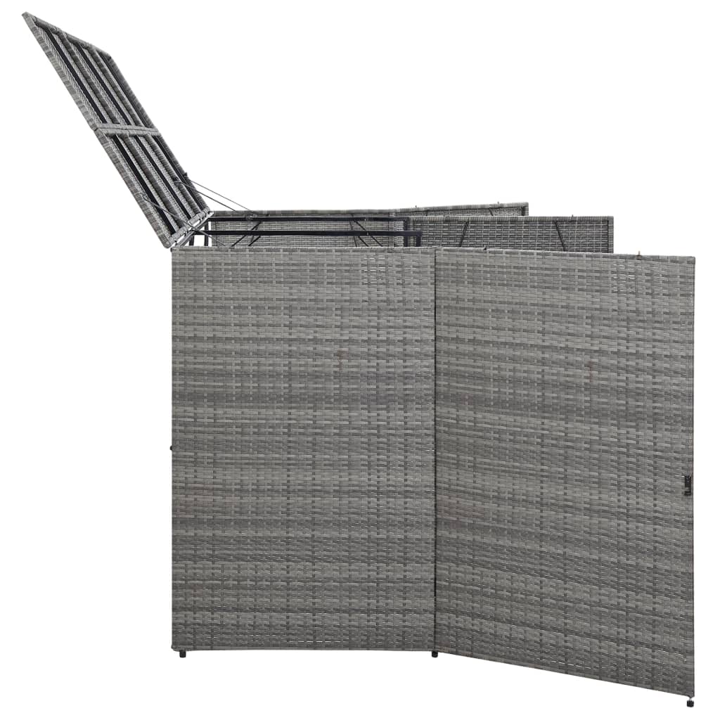 Mülltonnenbox für 3 Tonnen Anthrazit 229x78x120 cm Poly Rattan