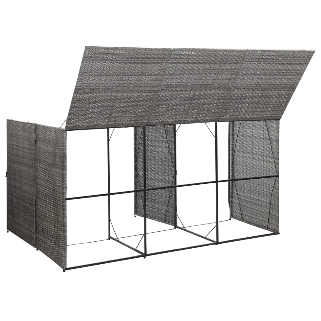 Mülltonnenbox für 3 Tonnen Anthrazit 229x78x120 cm Poly Rattan