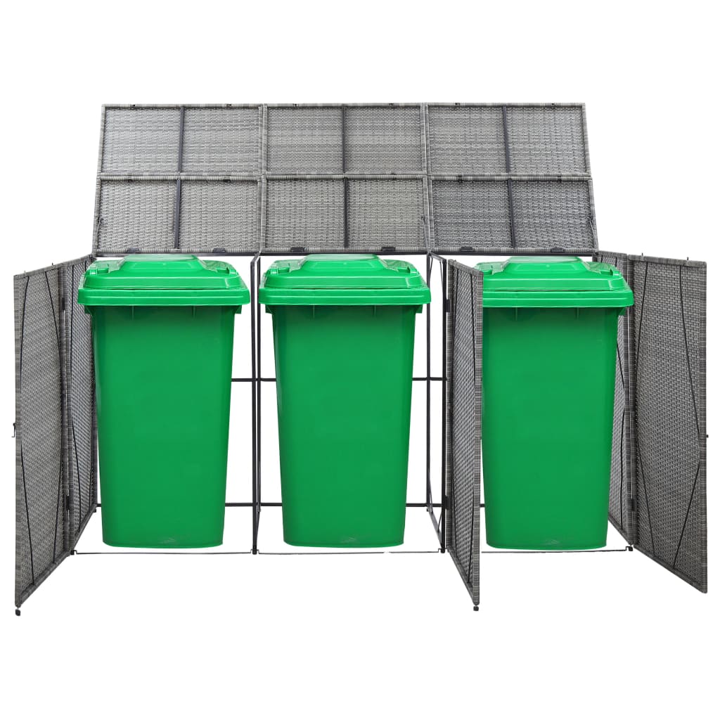 Mülltonnenbox für 3 Tonnen Anthrazit 229x78x120 cm Poly Rattan