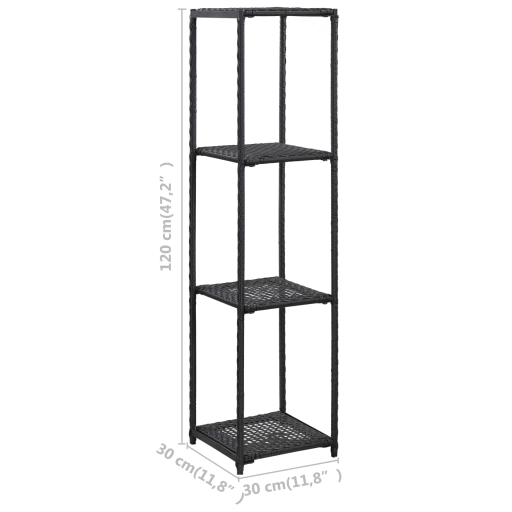 Shelf Black 30x30x120 cm Poly Rattan