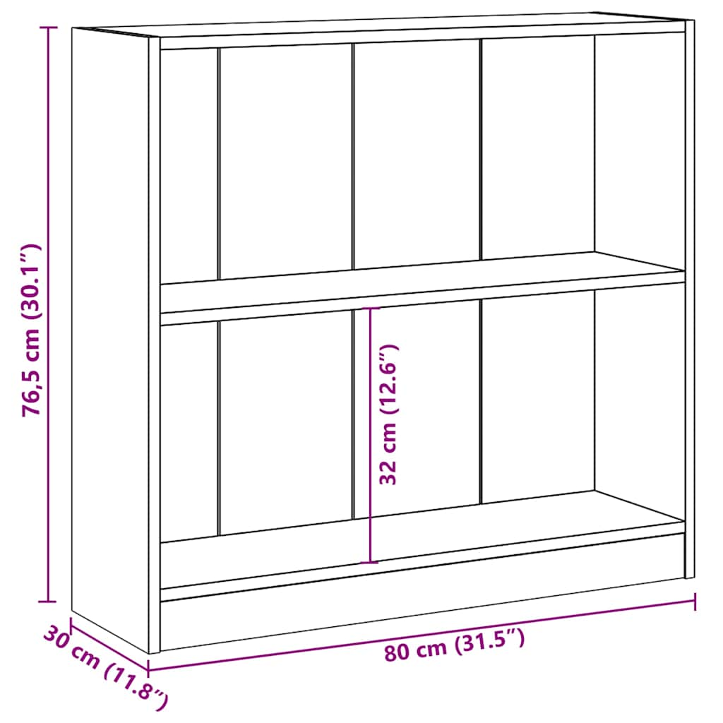 Bookshelf Black 80x24x75 cm Wood Material