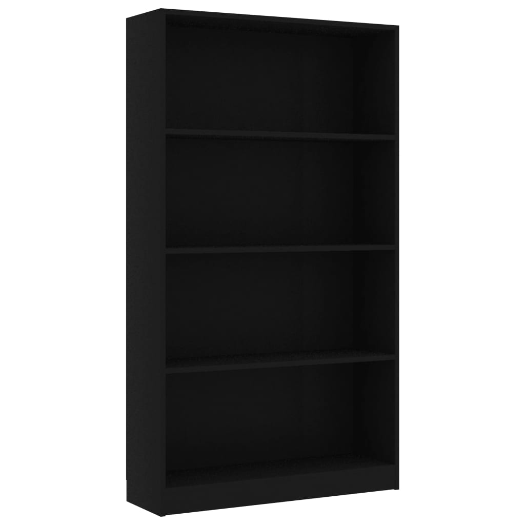 Bookcase 4 Compartments Black 80x24x142 cm Wood Material