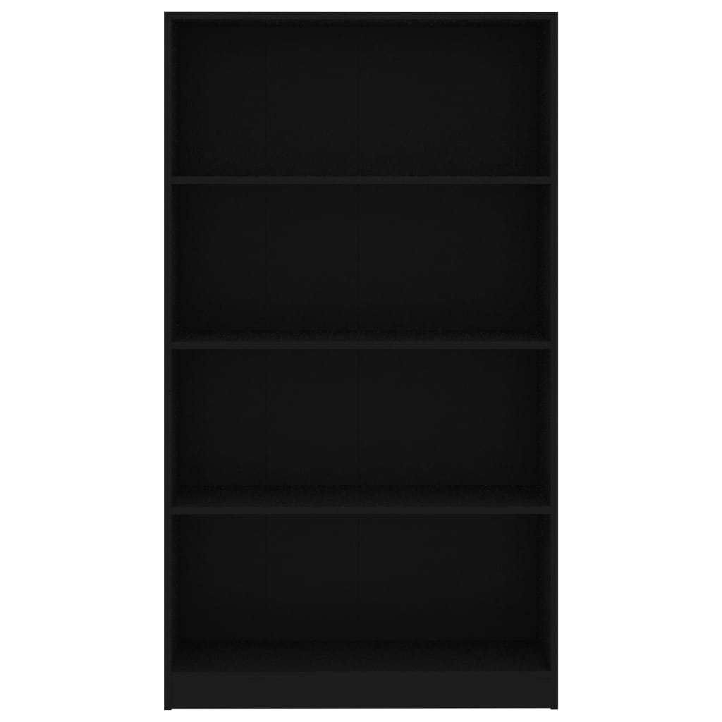 Bookcase 4 Compartments Black 80x24x142 cm Wood Material