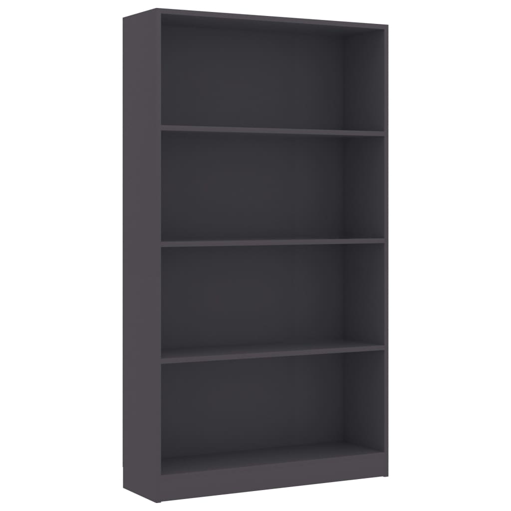 Bookcase 4 Compartments Grey 80x24x142 cm Wood Material