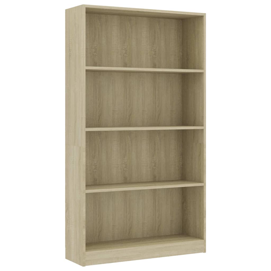 Bookcase 4 compartments Sonoma oak 80x24x142 cm wood material