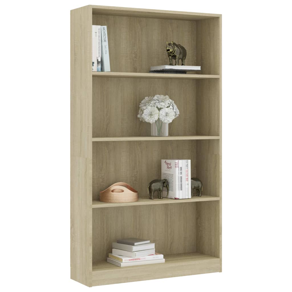 Bookcase 4 compartments Sonoma oak 80x24x142 cm wood material