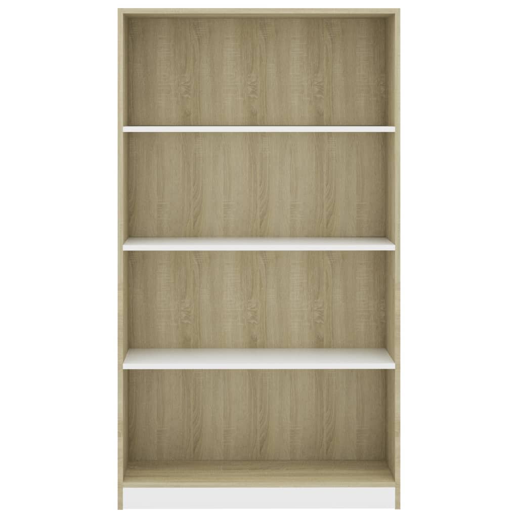 Bücherregal 4 Fächer Weiß Sonoma-Eiche 80x24x142 Holzwerkstoff