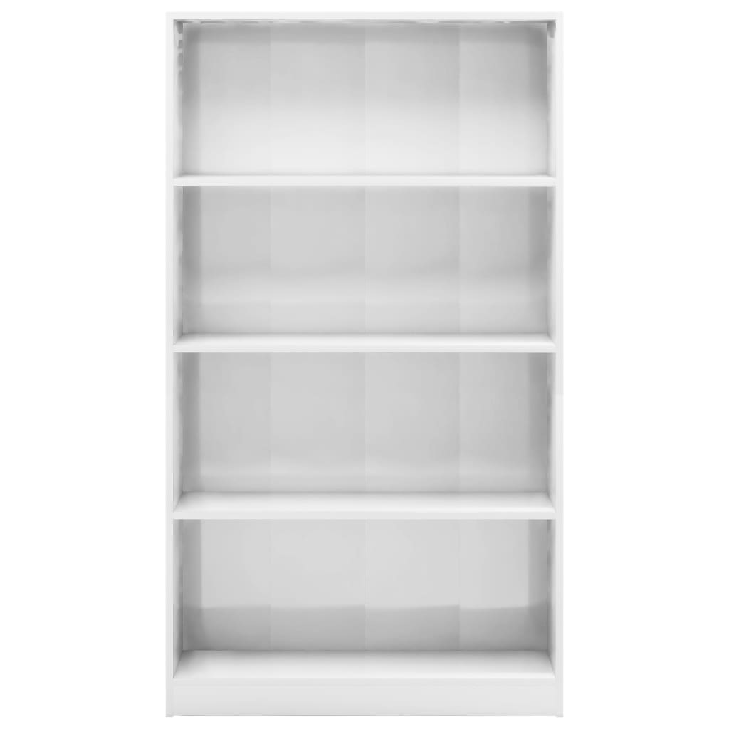 Bookcase 4 compartments high gloss white 80x24x142 cm wood material