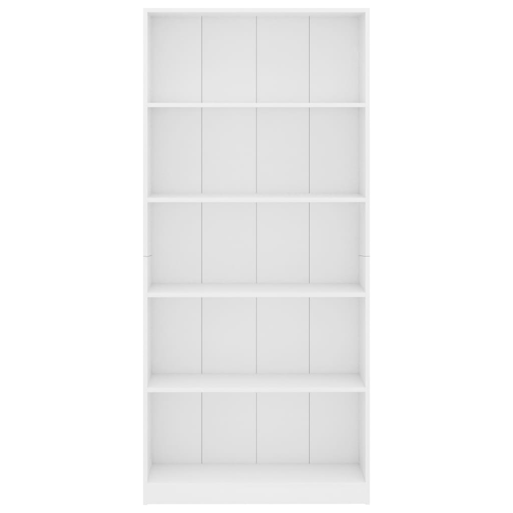 Bookcase 5 Compartments White 80x24x175 cm Wood Material