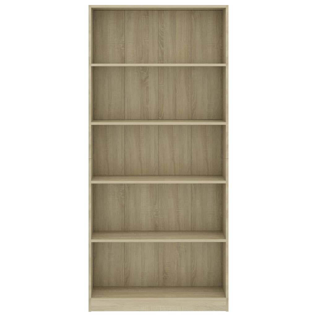 Bookcase 5 compartments Sonoma oak 80x24x175 cm wood material