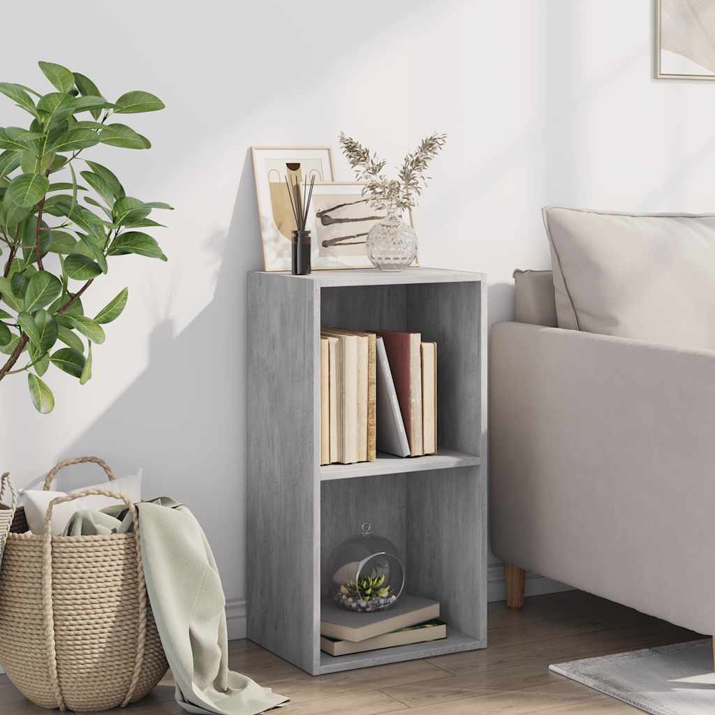 Bookcase 2 compartments concrete grey 40x30x76.5 cm wood material