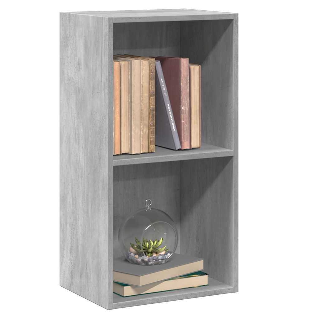 Bookcase 2 compartments concrete grey 40x30x76.5 cm wood material