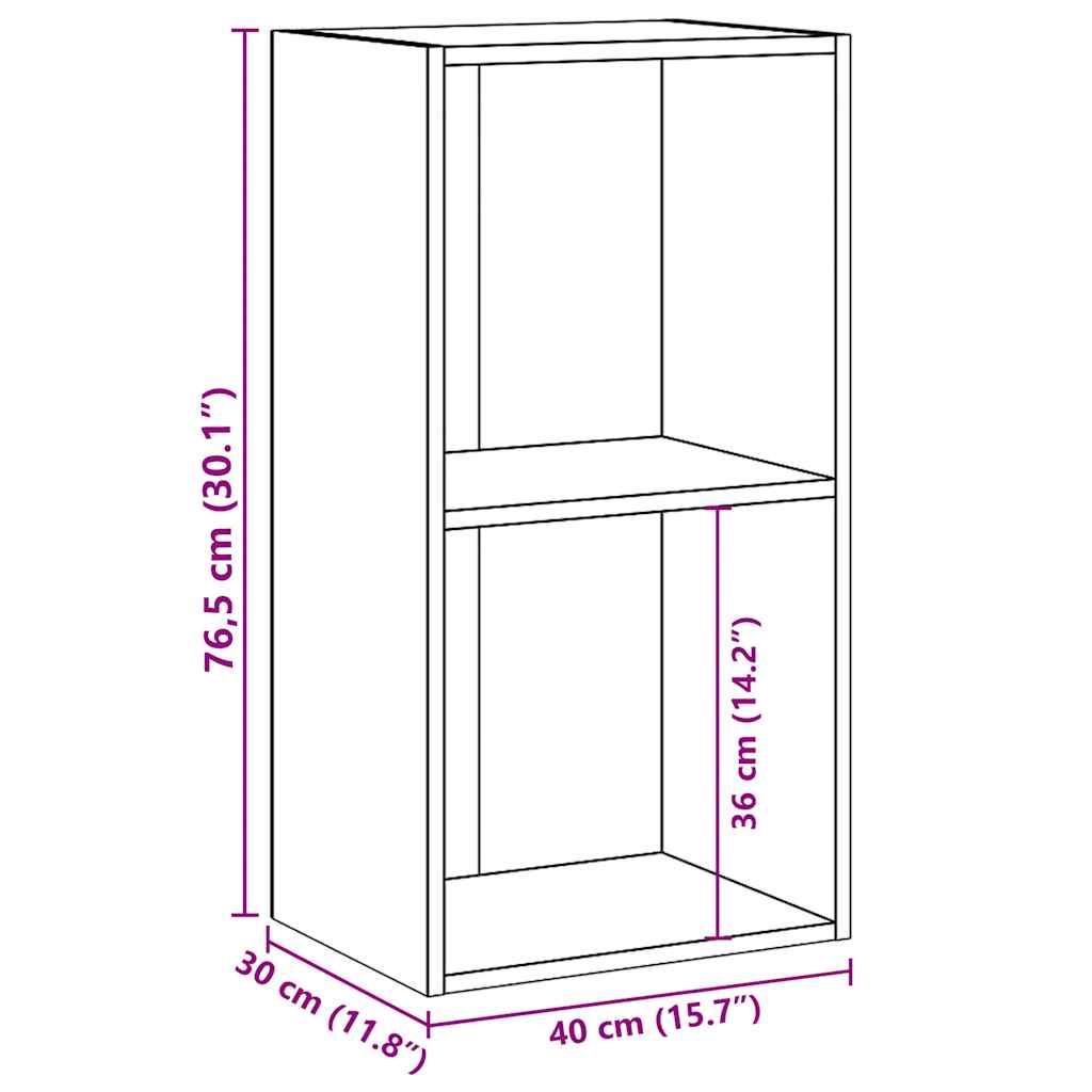 Bücherregal 2 Fächer Betongrau 40x30x76,5 cm Holzwerkstoff