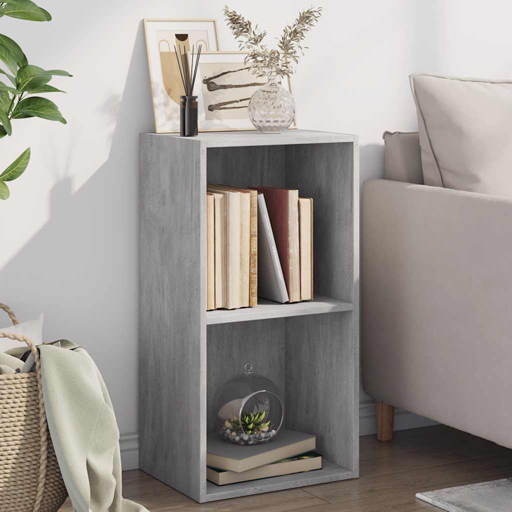 Bookcase 2 compartments concrete grey 40x30x76.5 cm wood material