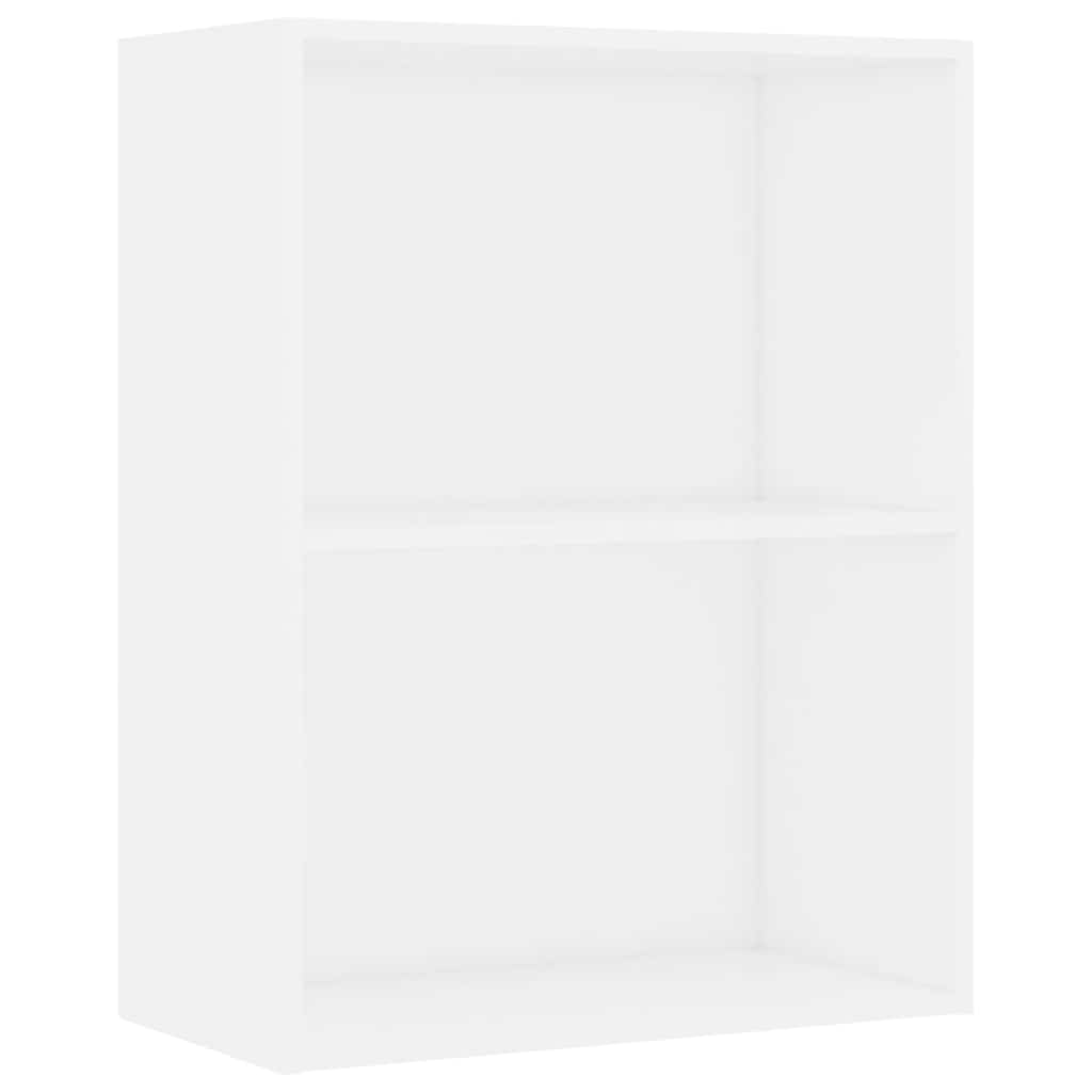 Bookcase 2 Compartments White 60x30x76.5 cm Wood Material