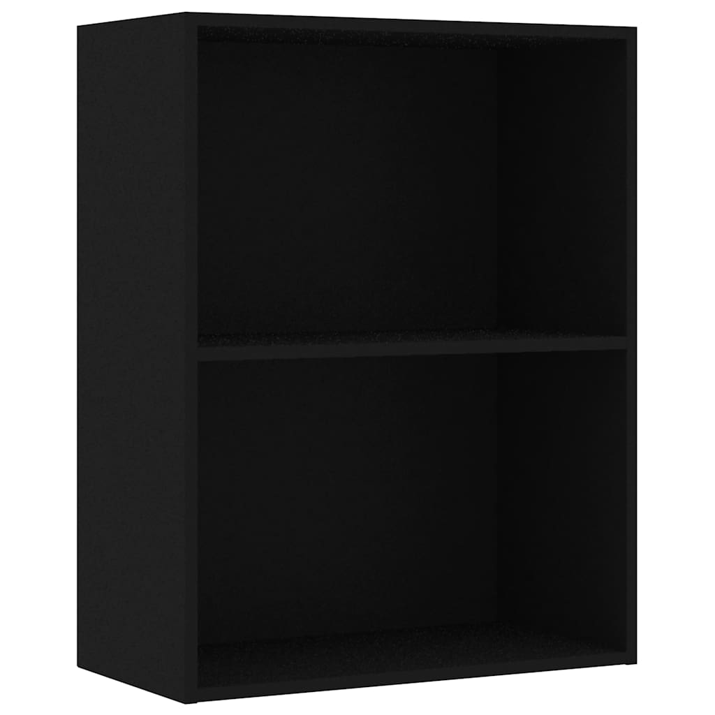 Bookcase 2 Compartments Black 60x30x76.5 cm Wood Material