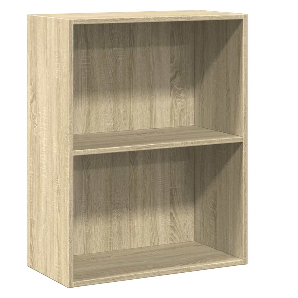 Bookcase 2 compartments Sonoma oak 60x30x76.5 cm wood material