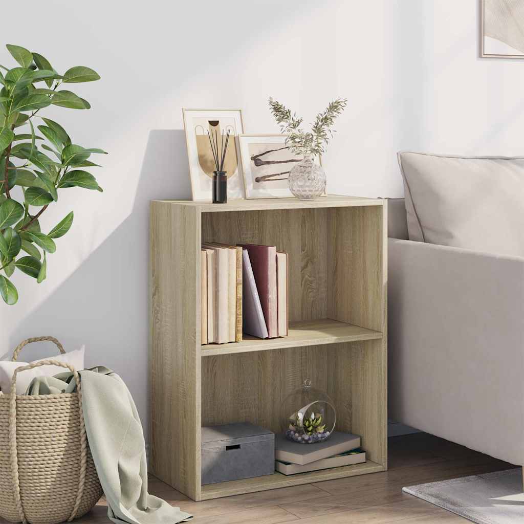 Bookcase 2 compartments Sonoma oak 60x30x76.5 cm wood material