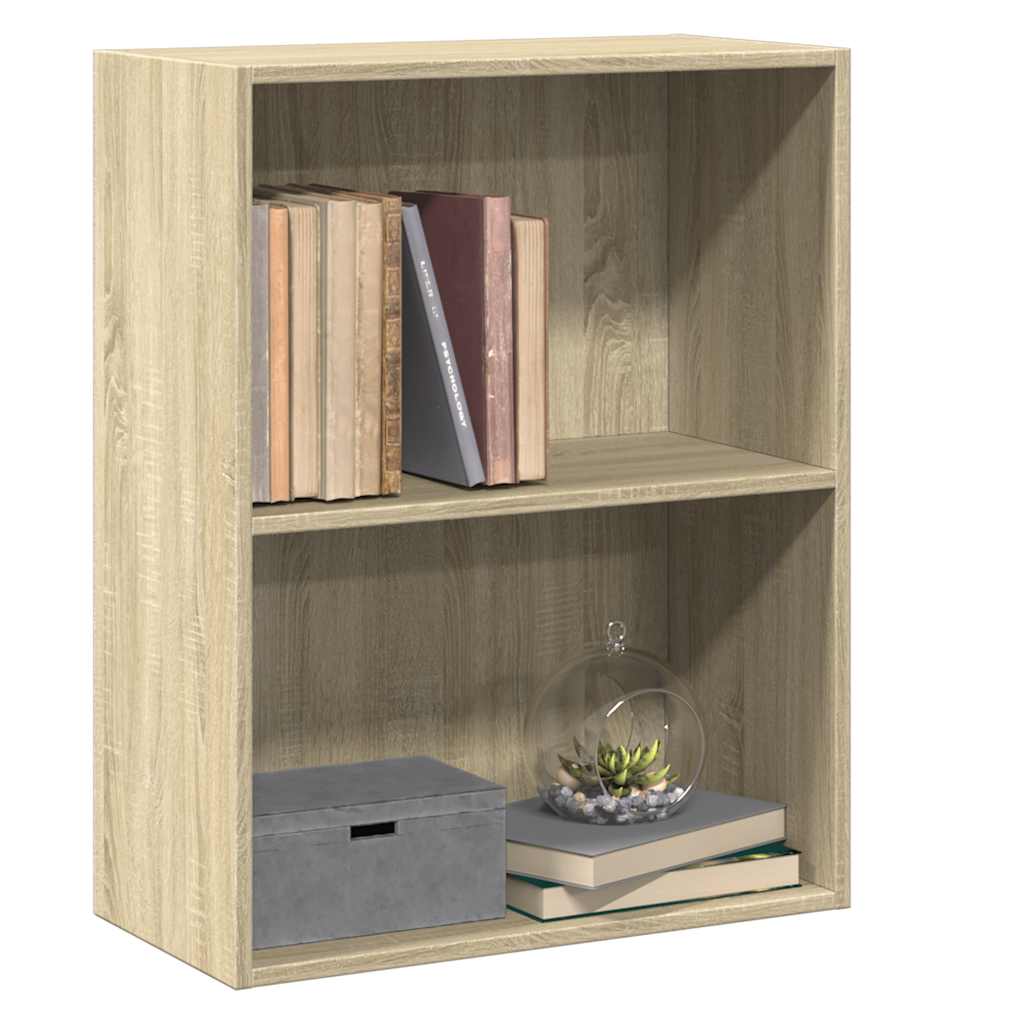 Bookcase 2 compartments Sonoma oak 60x30x76.5 cm wood material