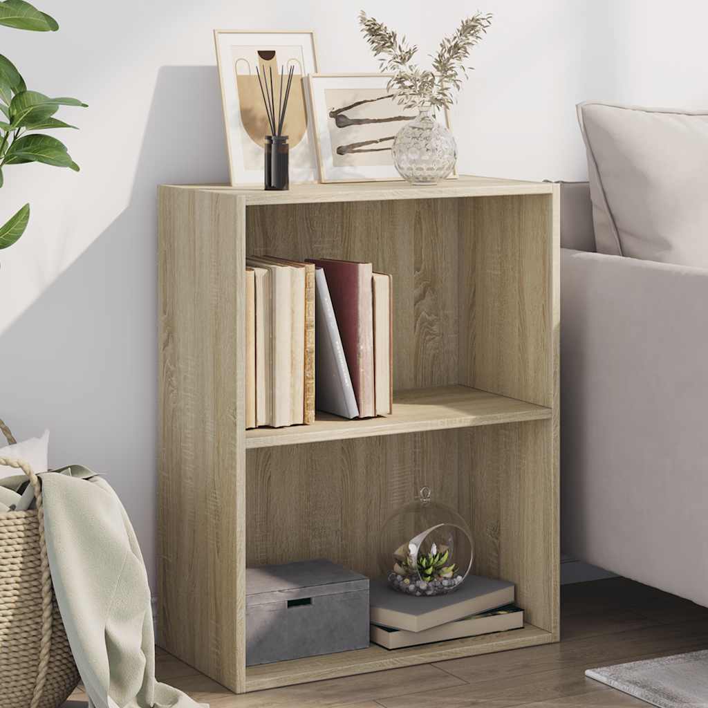 Bookcase 2 compartments Sonoma oak 60x30x76.5 cm wood material