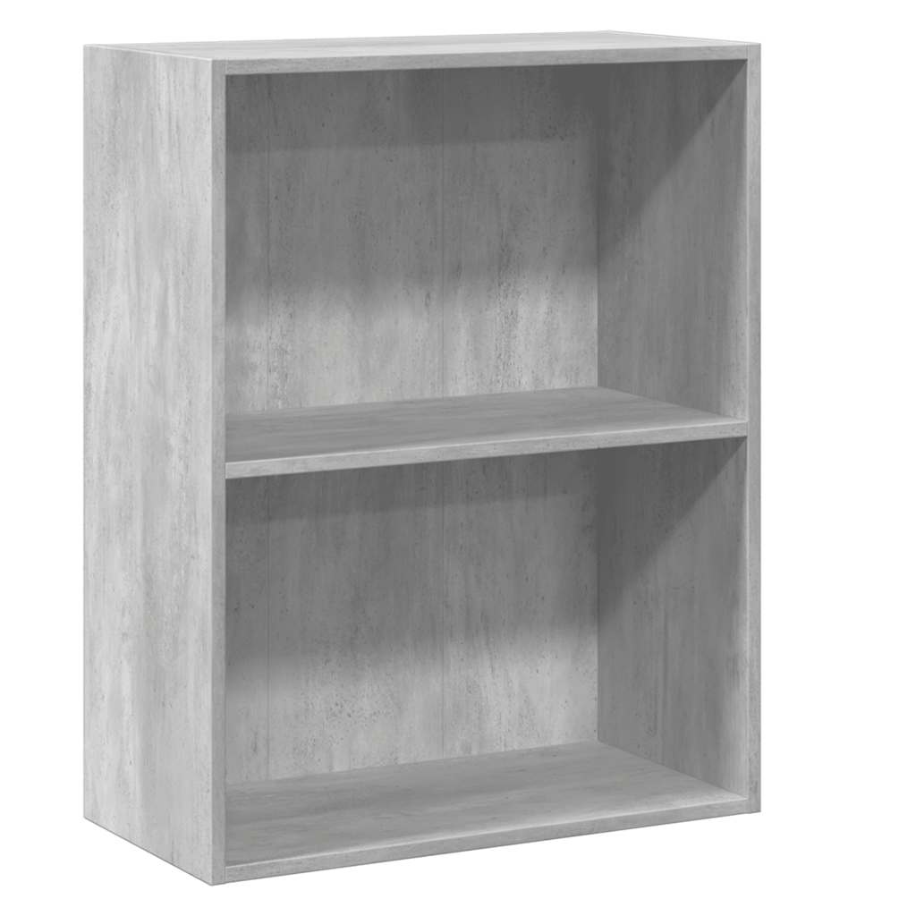 Bookcase 2 compartments concrete grey 60x30x76.5 cm wood material