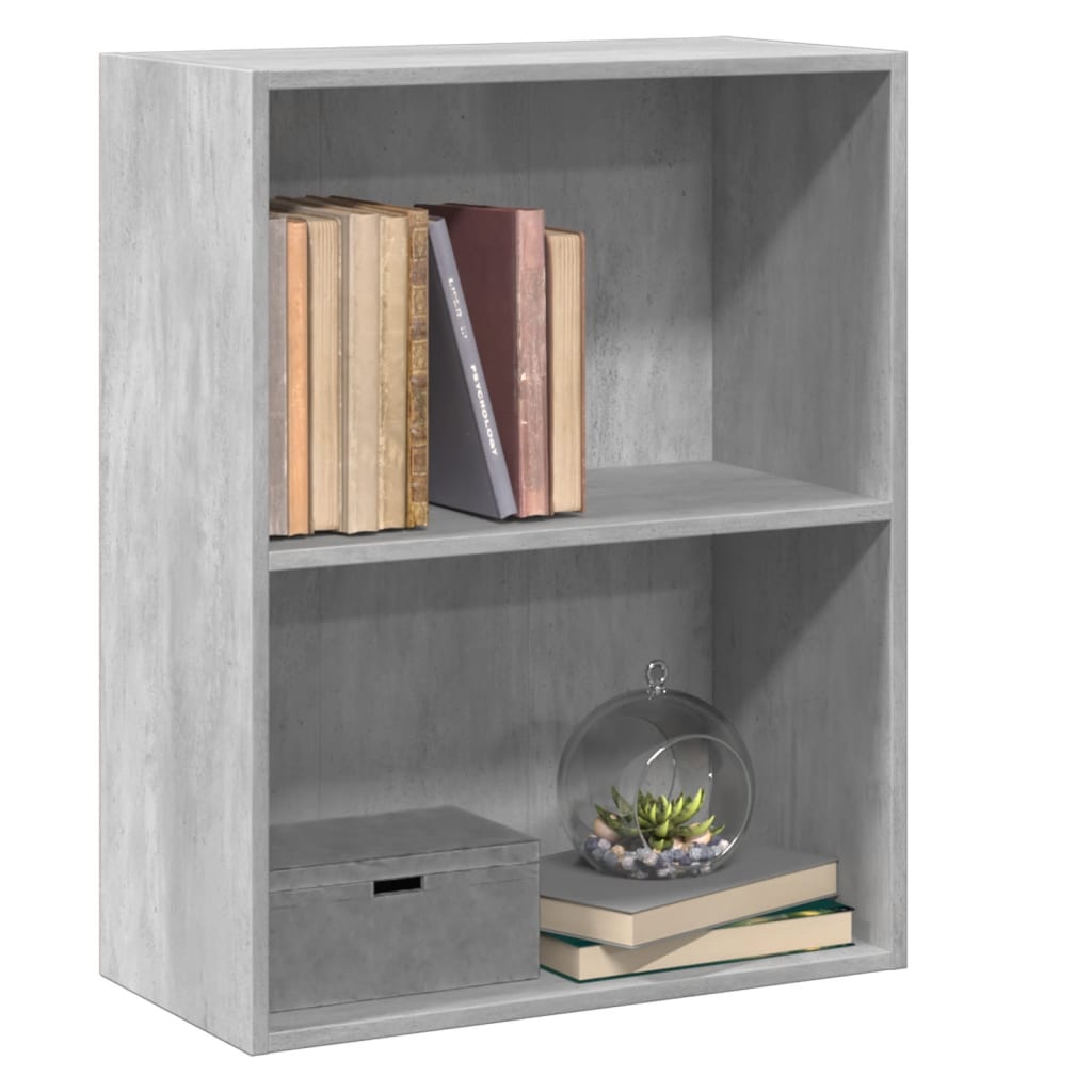 Bookcase 2 compartments concrete grey 60x30x76.5 cm wood material