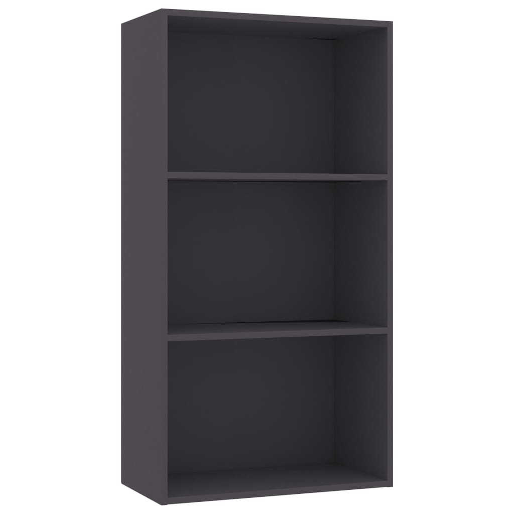 Bookcase 3 Compartments Grey 60x30x114 cm Wood Material