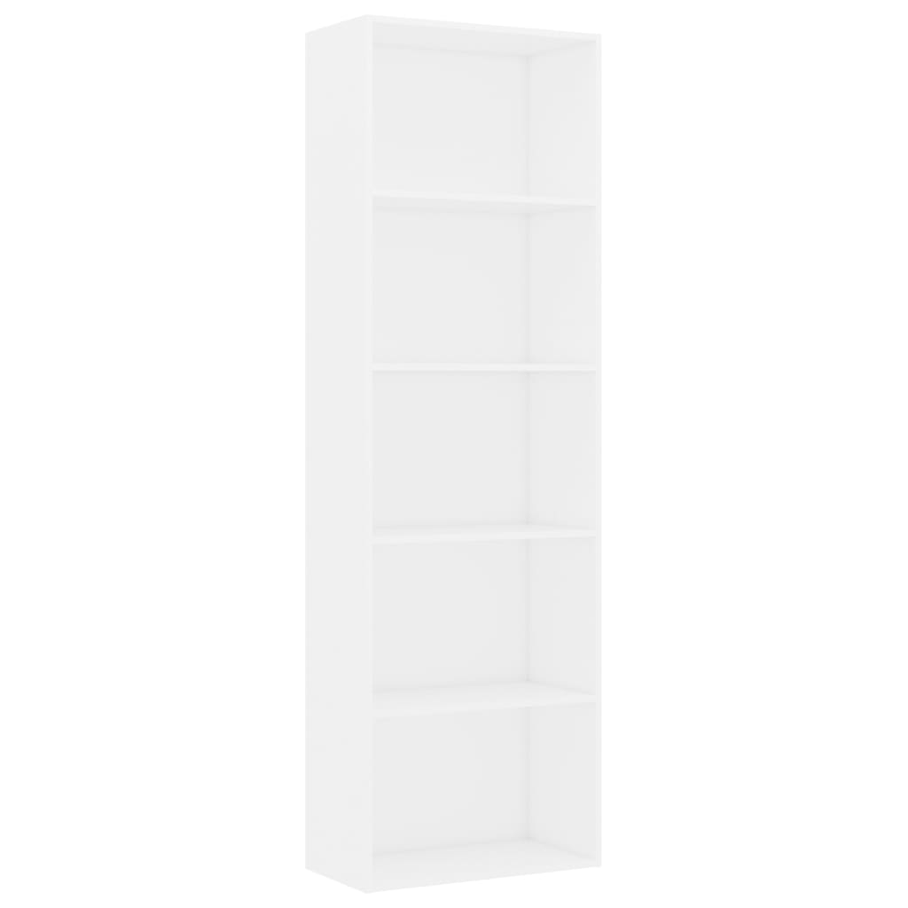 Bookcase 5 Compartments White 60x30x189 cm Wood Material