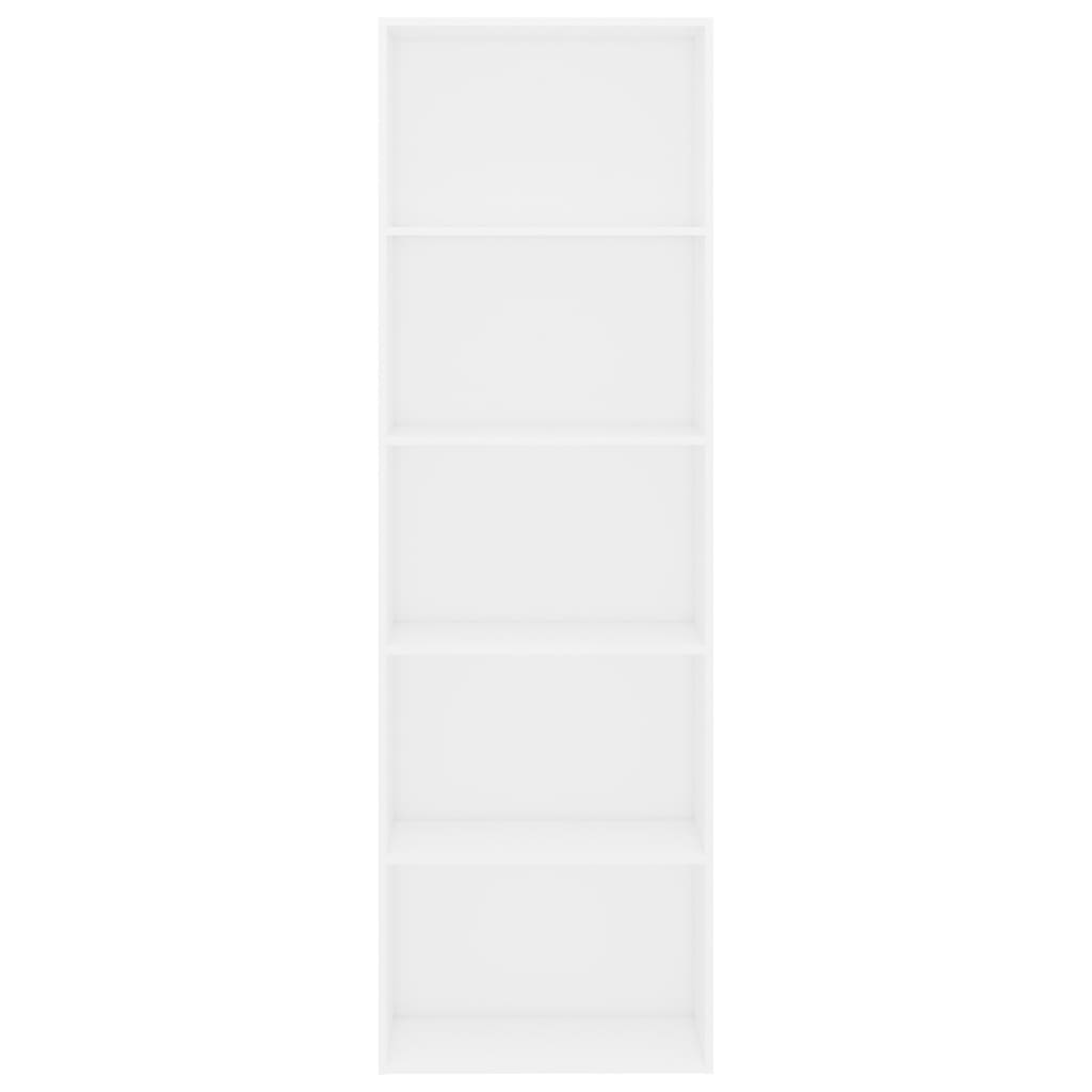 Bookcase 5 Compartments White 60x30x189 cm Wood Material