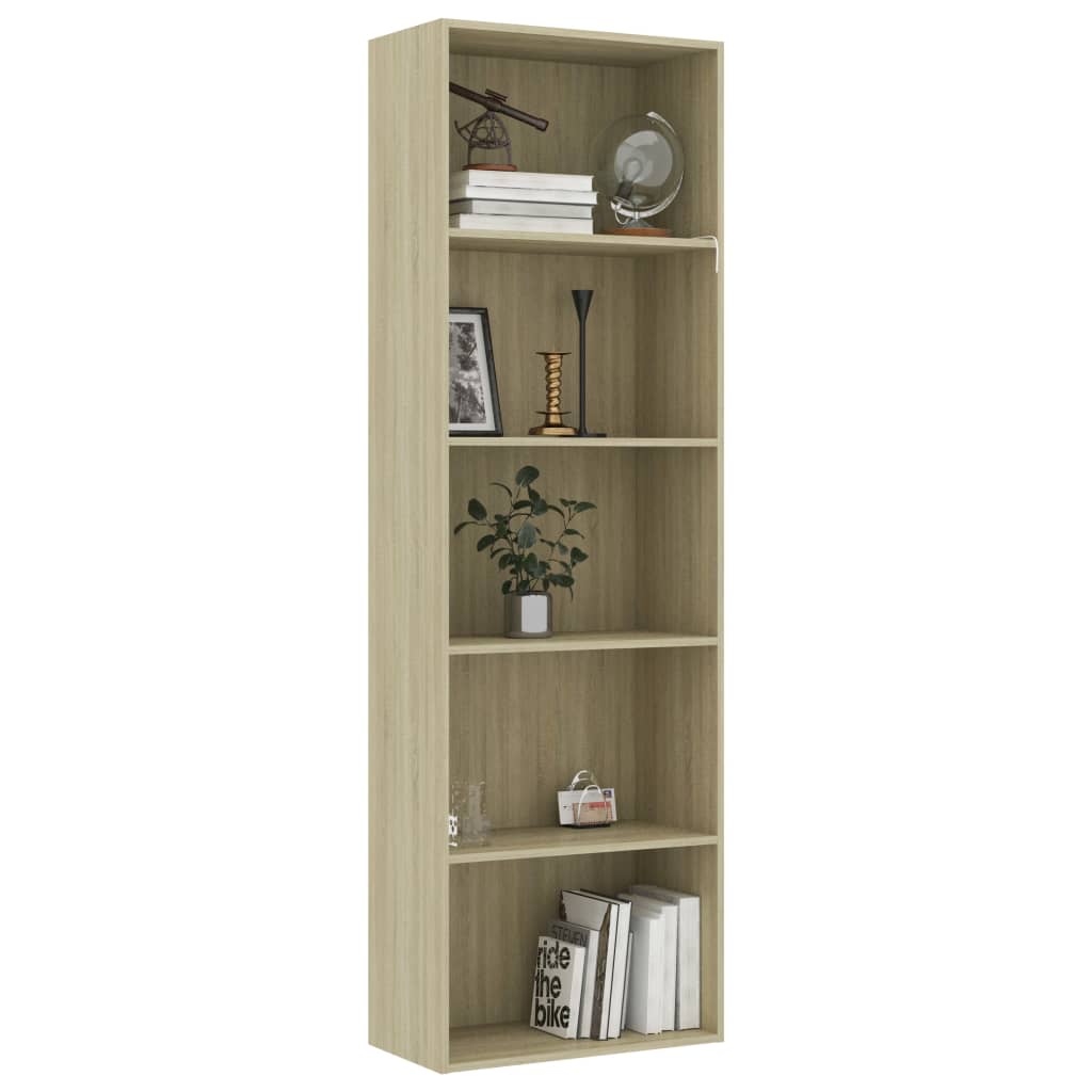 Bookcase 5 compartments Sonoma oak 60x30x189 cm wood material