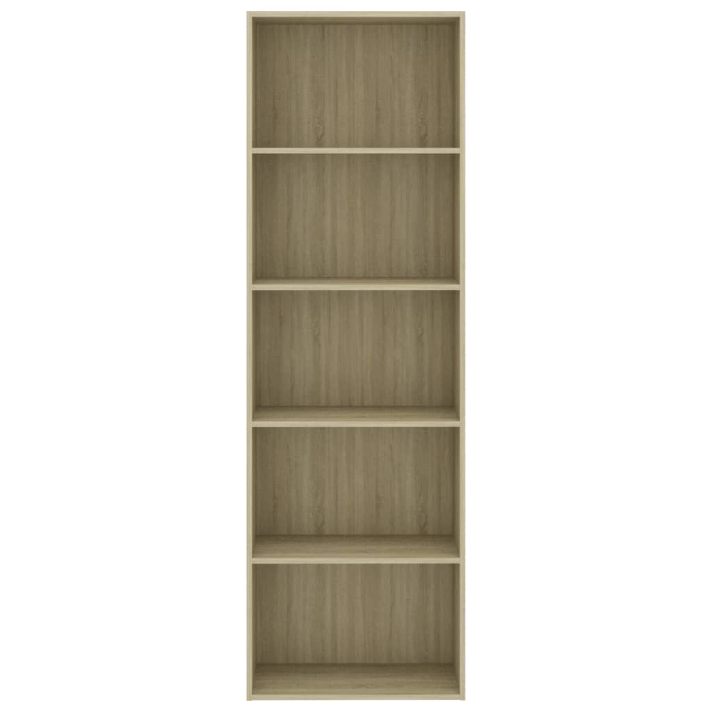 Bookcase 5 compartments Sonoma oak 60x30x189 cm wood material