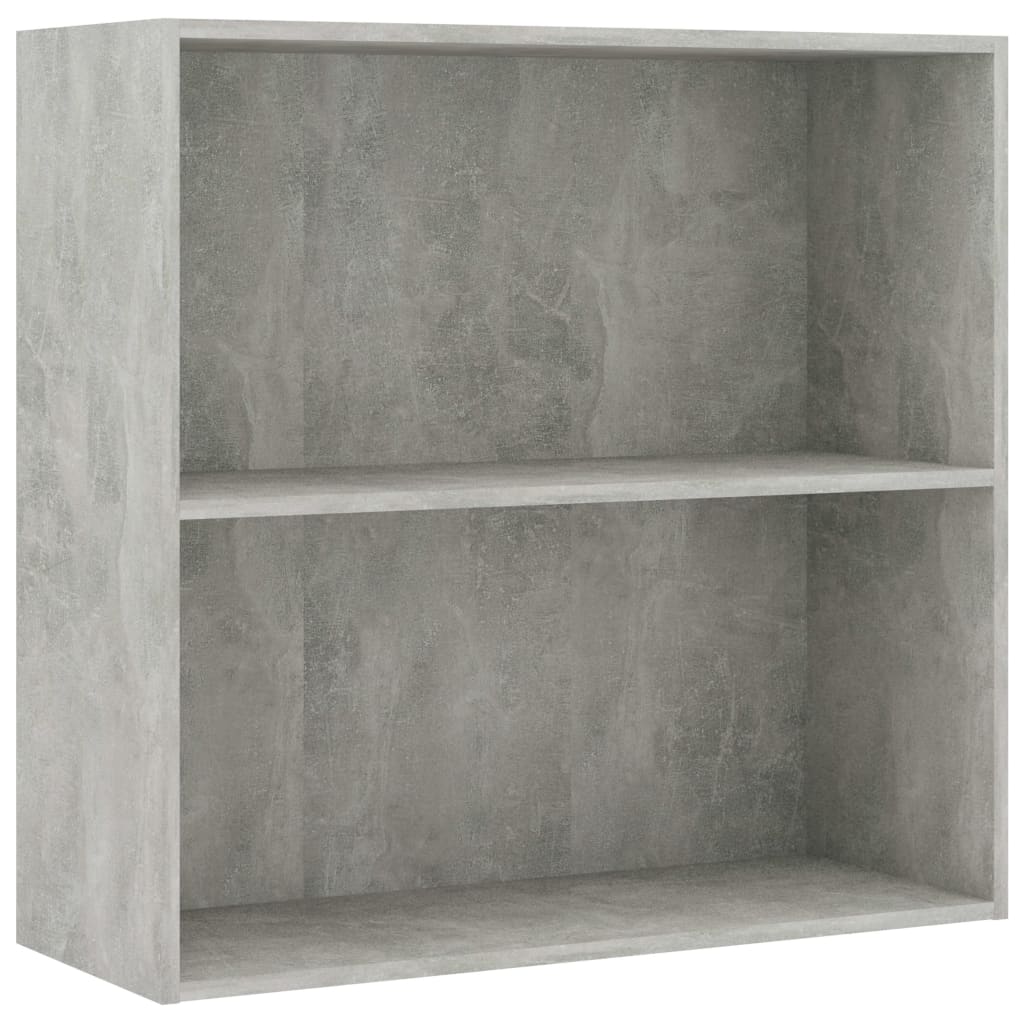 Bookcase 2 compartments concrete grey 80x30x76.5 cm wood material