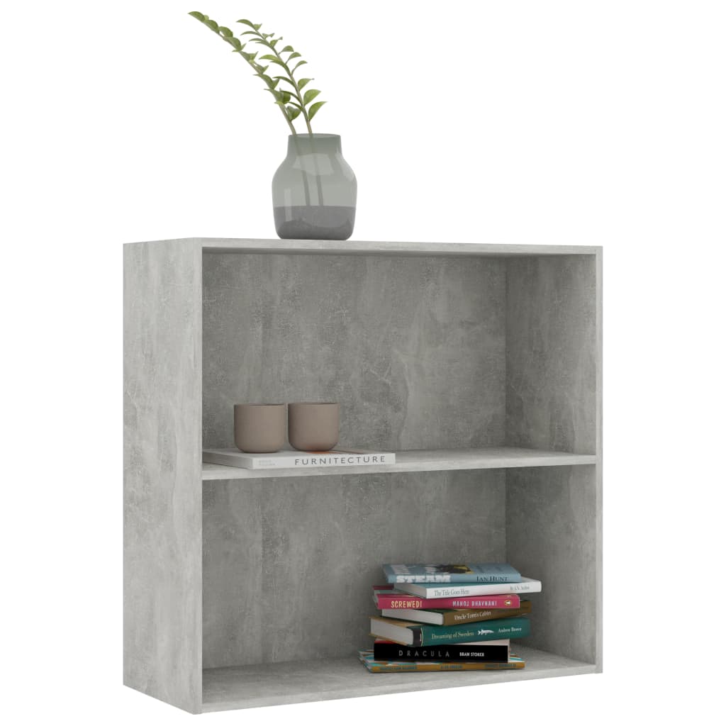 Bookcase 2 compartments concrete grey 80x30x76.5 cm wood material