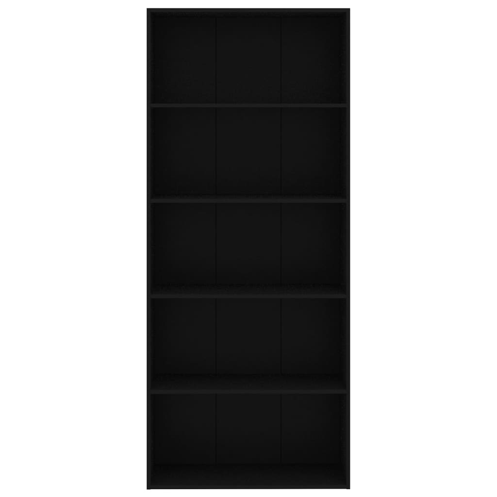 Bookcase 5 Compartments Black 80x30x189 cm Wood Material