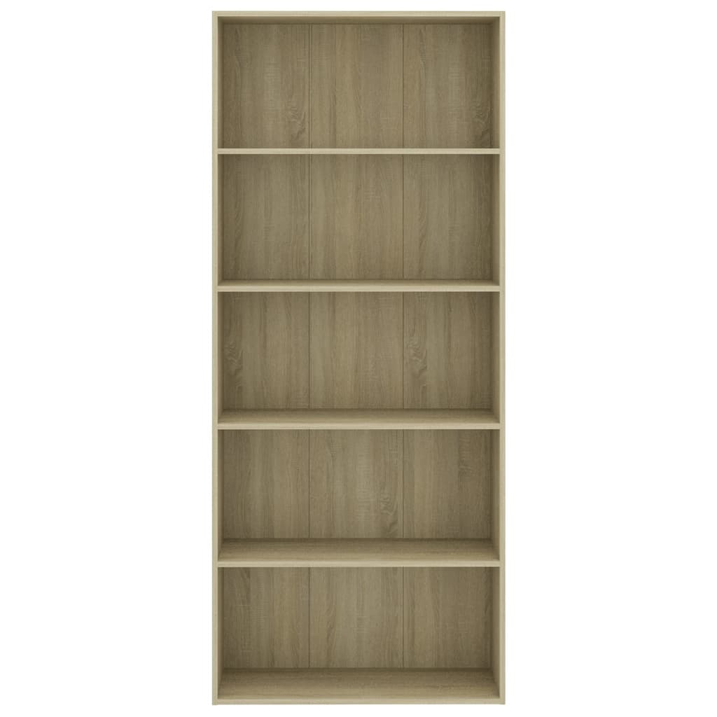 Bookcase 5 compartments Sonoma oak 80x30x189 cm wood material