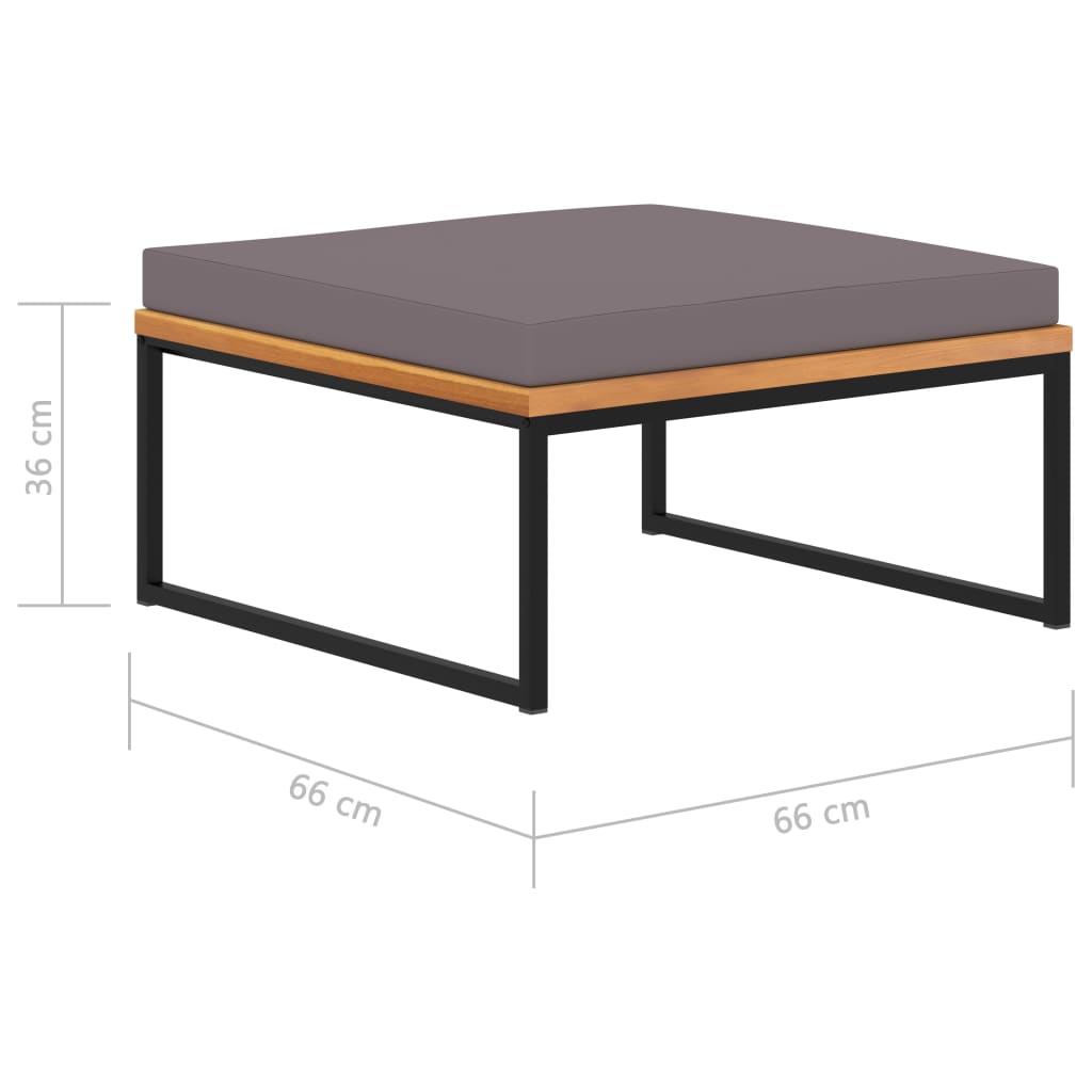 Fußablage mit Auflage 66×66×36 cm Akazien Massivholz Dunkelgrau