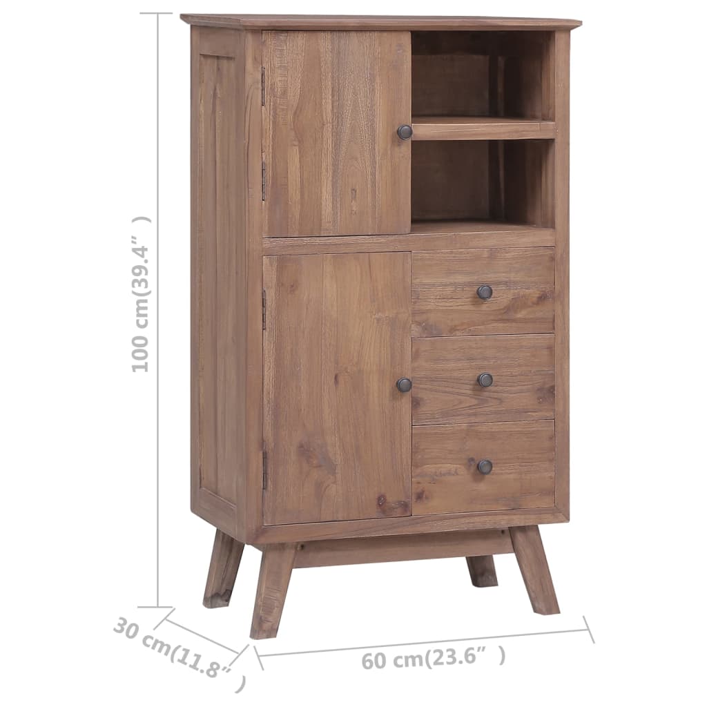 Highboard 60 x 30 x 100 cm Massivholz Teak