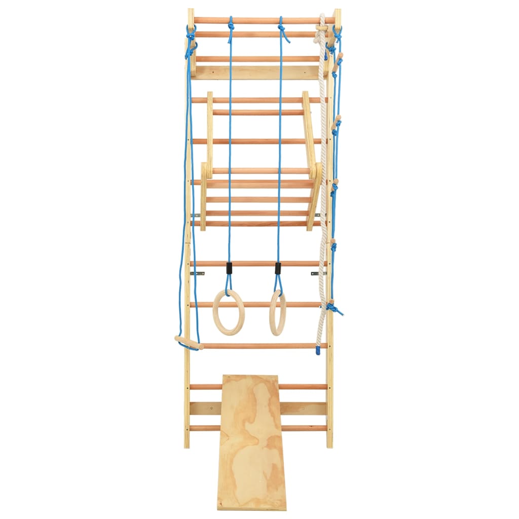 Gymnastic Wall Playset with Rungs Rings Wood