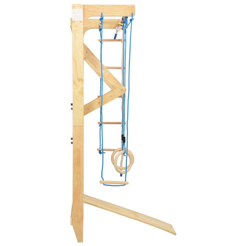 Gymnastic Wall Playset with Rungs Rings Wood